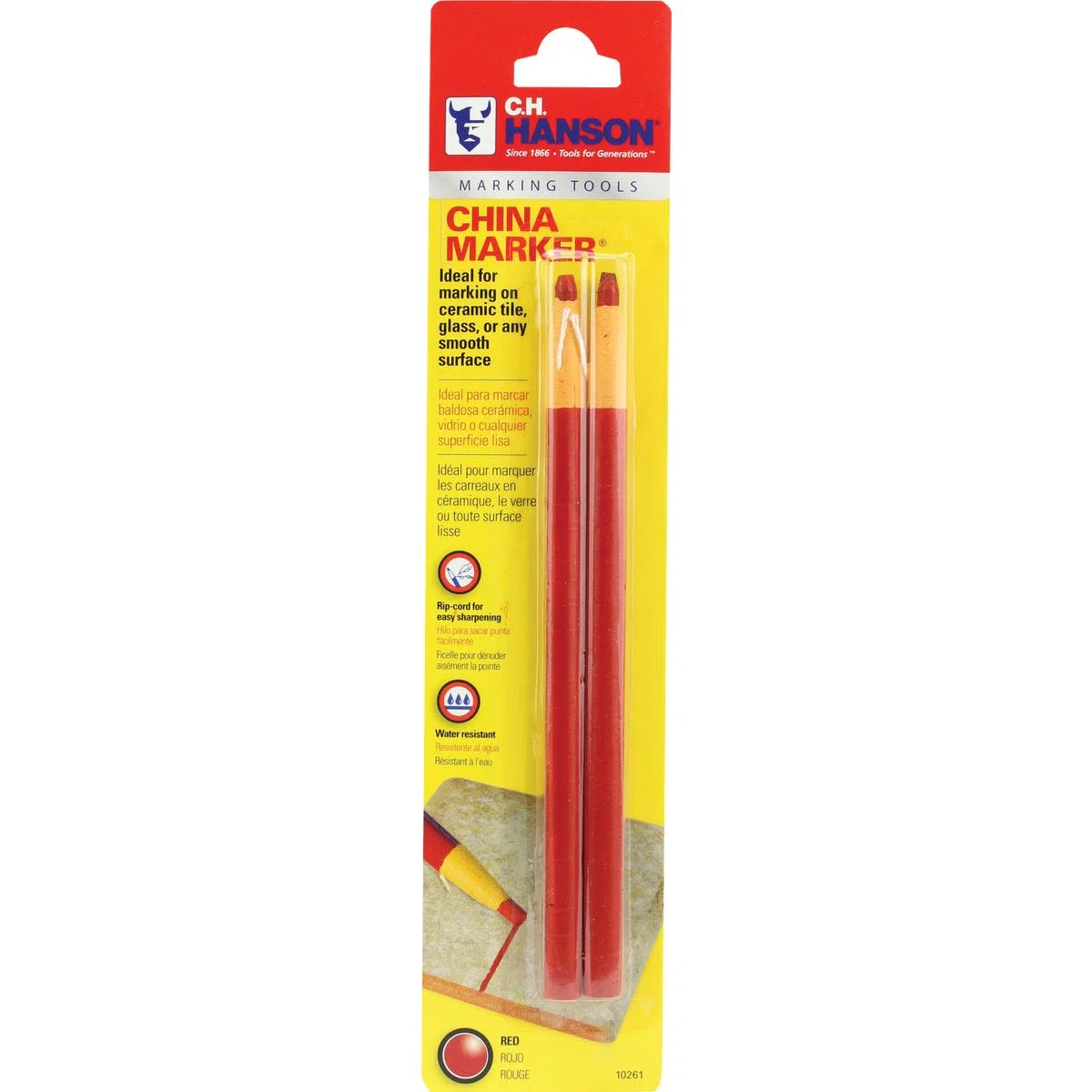 Certified C.H. Hanson Red China Marker Pencil 2-Pack Secure
