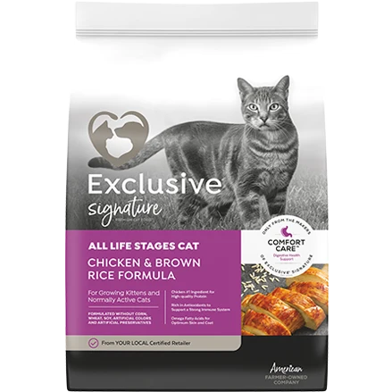 Casual Exclusive Signature All Life Stages Chicken Brown Rice Dry Cat Food 15 lbs. Enhanced