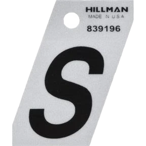 Genuine Hillman 1-1 2 in. Black Silver Reflective Mylar Angle Cut Sticker Letter S Sustainable