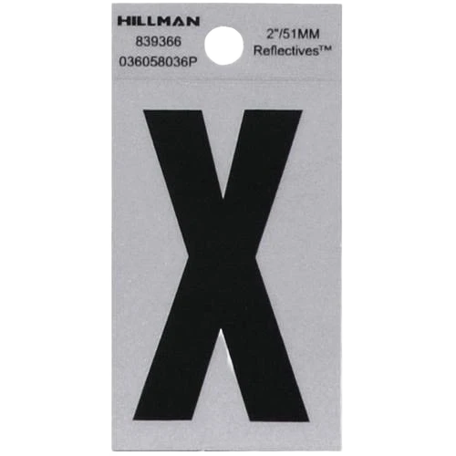 Carefully Designed Hillman 2 in. Black Silver Reflective Mylar Square Cut Sticker Letter X High-Quality