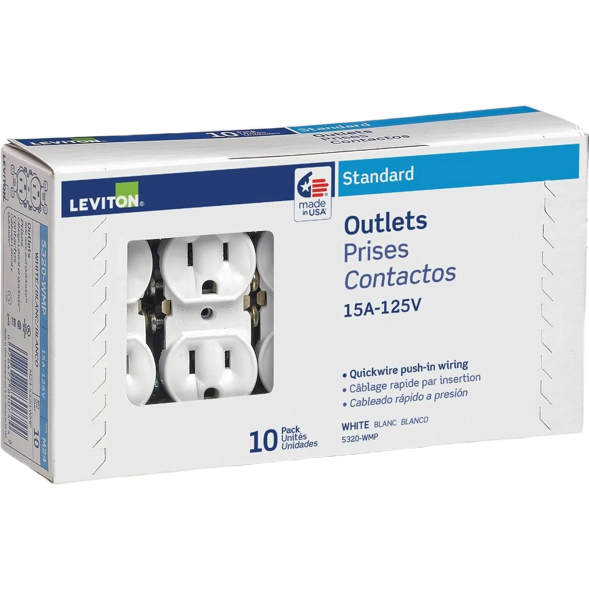 Clean Leviton 15 Amp White Shallow Grounded Duplex Outlet 10-Pack Outstanding