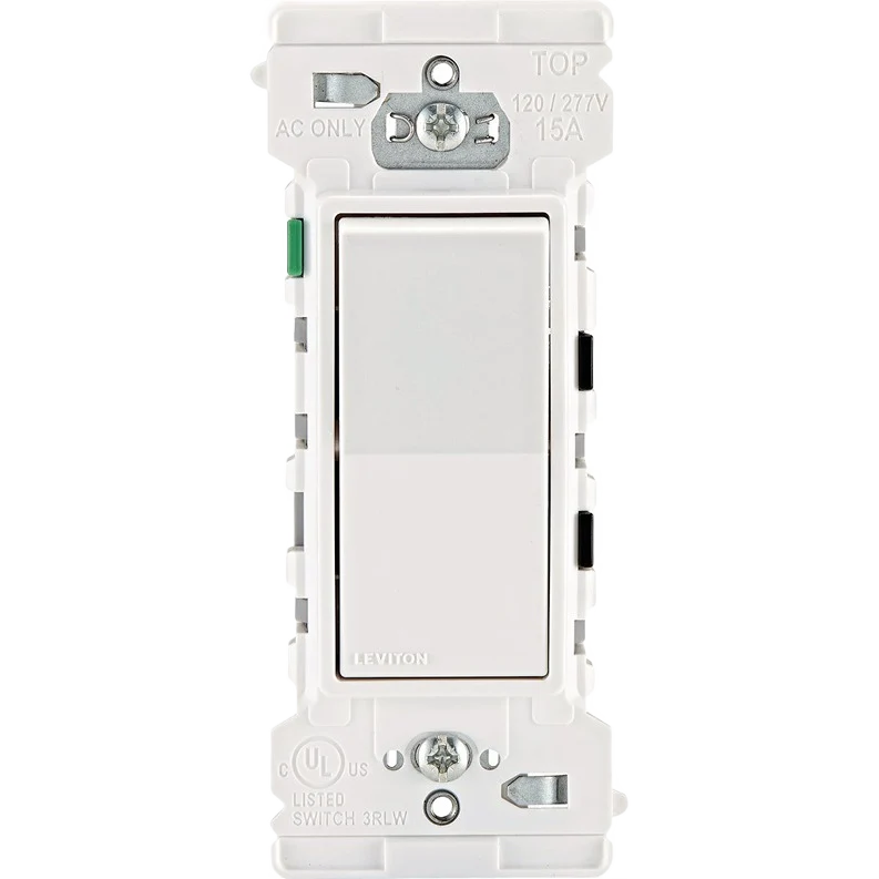 Prestigious Leviton Decora Edge White 15A Rocker Single Pole Switch Long-Lasting