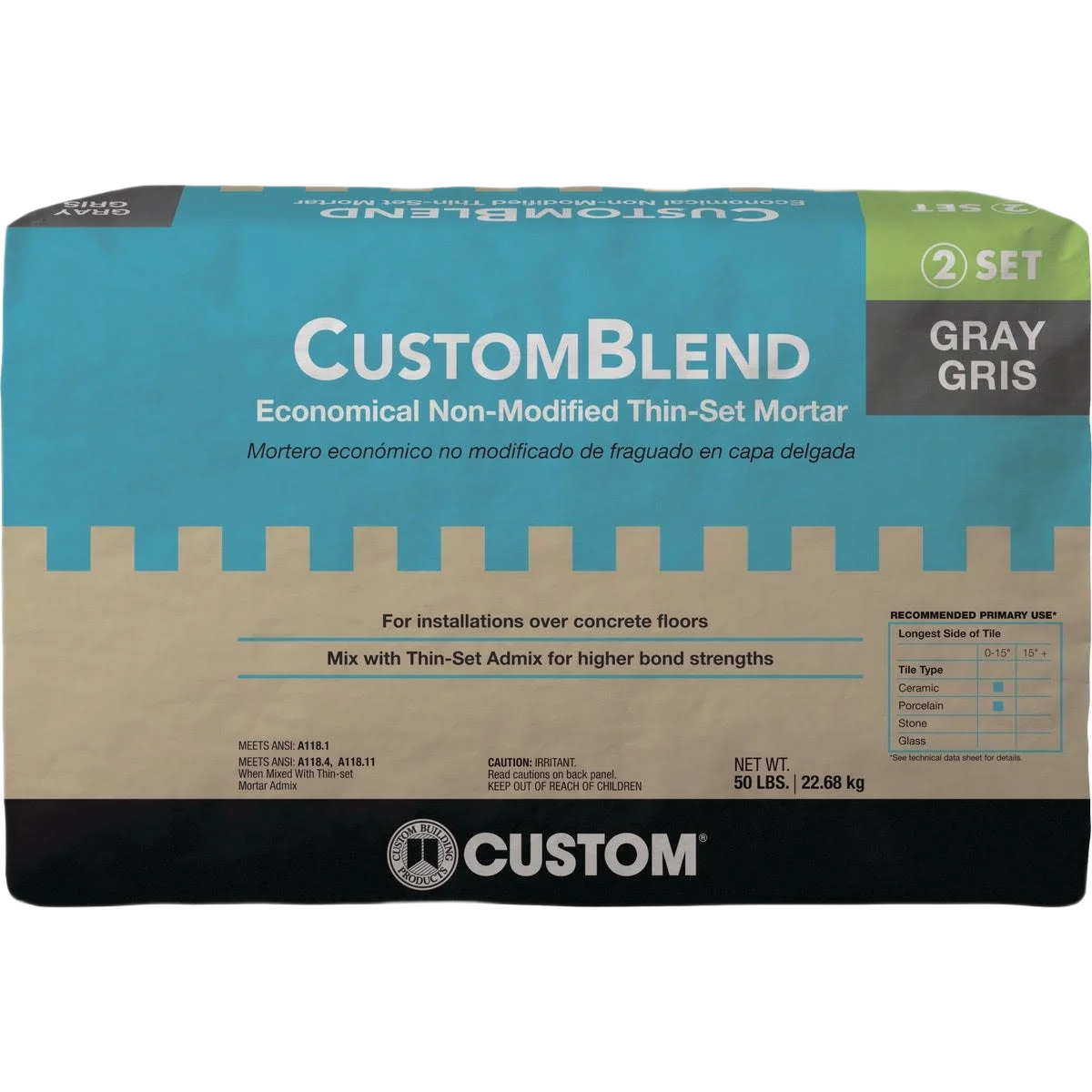 Soft Custom Building Products Custom-Blend Thin-Set Gray Mortar Mix 50 lb. Professional
