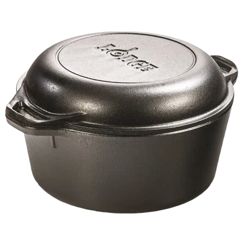 Original Lodge Black Cast Iron Double Dutch Oven 5 Quart Flexible
