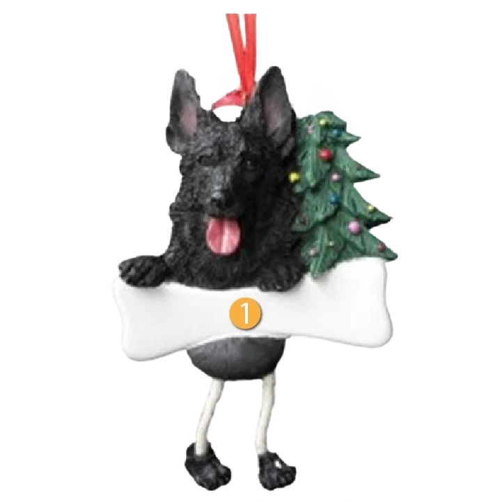 Effective E S Pets Personalized Black German Shepherd Dangling Legs Ornament Clean