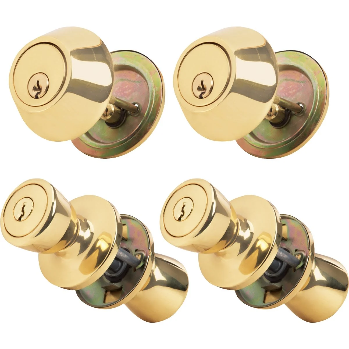 Lightweight Steel Pro Tulip Style Entry Lockset and Single Cylinder Quad Pack Selected