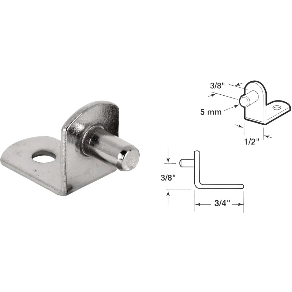 Durable Prime-Line 5mm Nickel Metal Shelf Support 8-Ct Fine