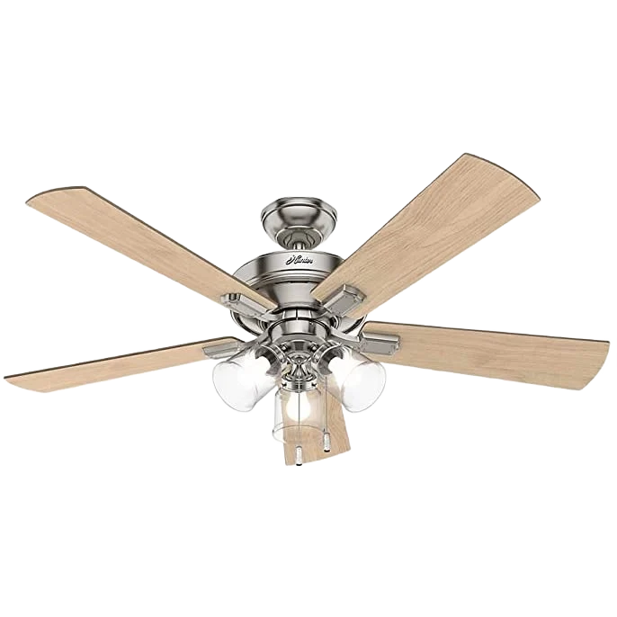 Proven Hunter Crestfield Brushed Nickel Ceiling Fan with 3 LED Lights 52 in. Versatile