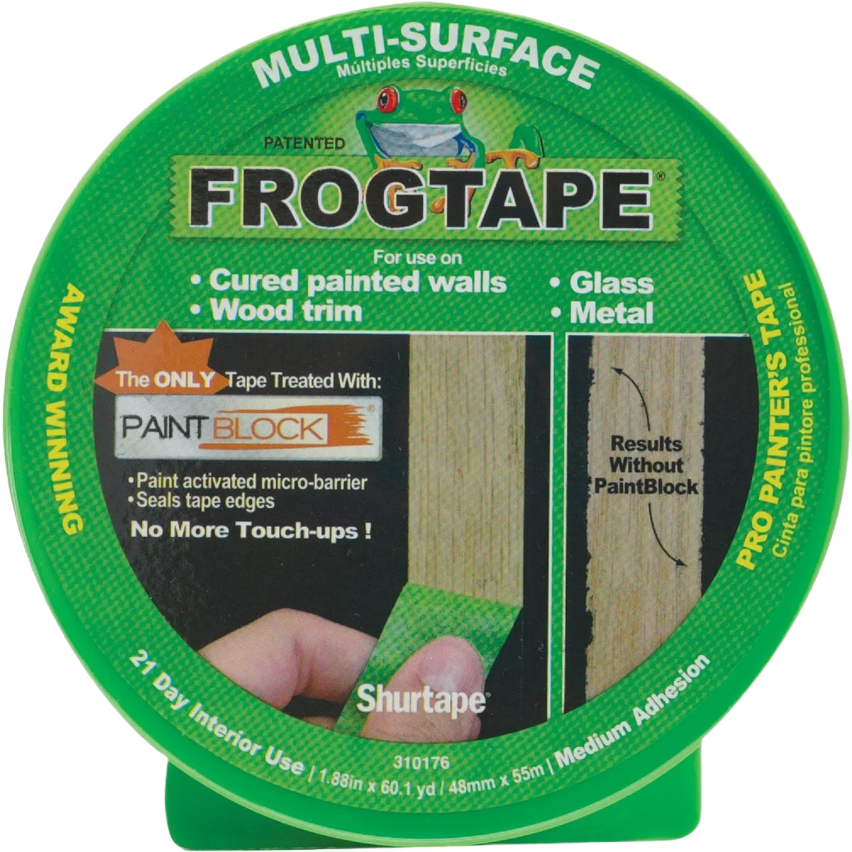 Lightweight Frogtape 1.88 in. Green Multi-Surface Masking Tape 60 yd. First-Class