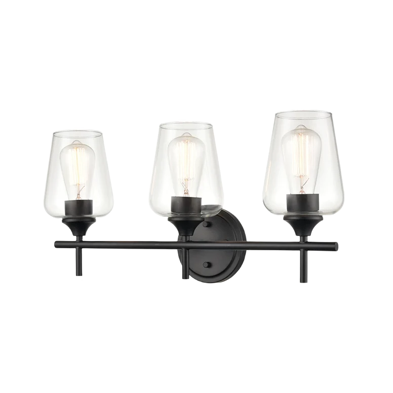 World-Class Millennium Lighting Ashford Matte Black Three Light Vanity Detailed