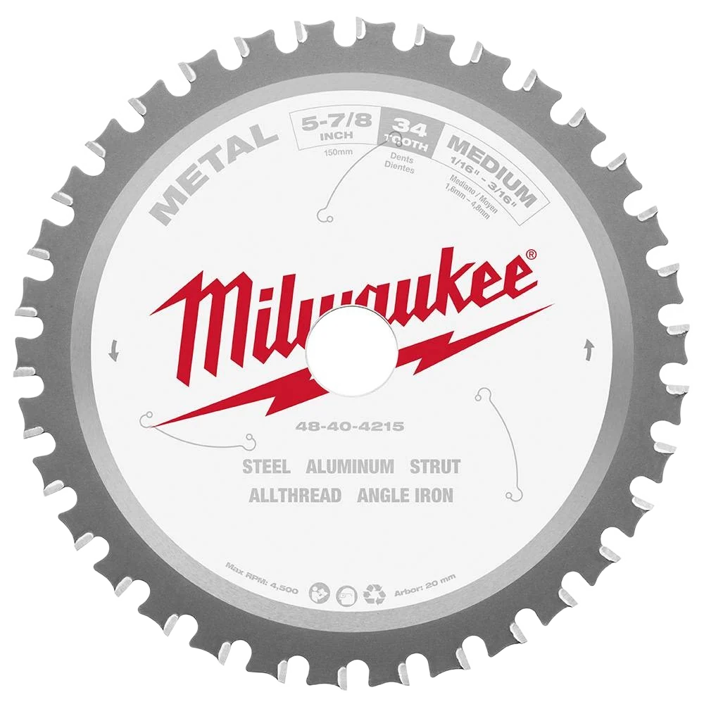 Clean Milwaukee 5-7 8 x 20-mm 34TPI Metal Circular Saw Blade Authentic