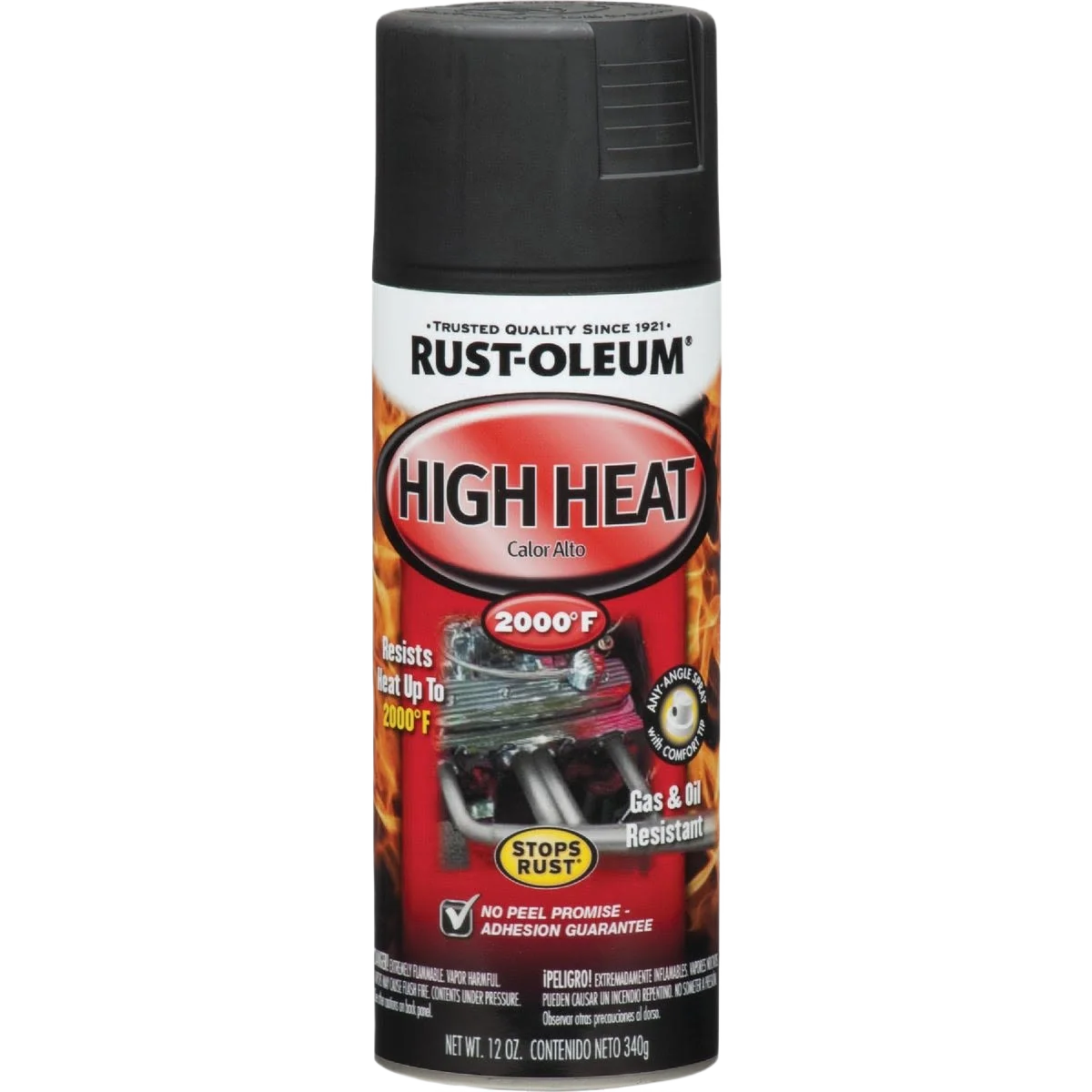 Safe Rust-Oleum Flat Black Automotive High Heat Spray Paint 12 oz. Fine