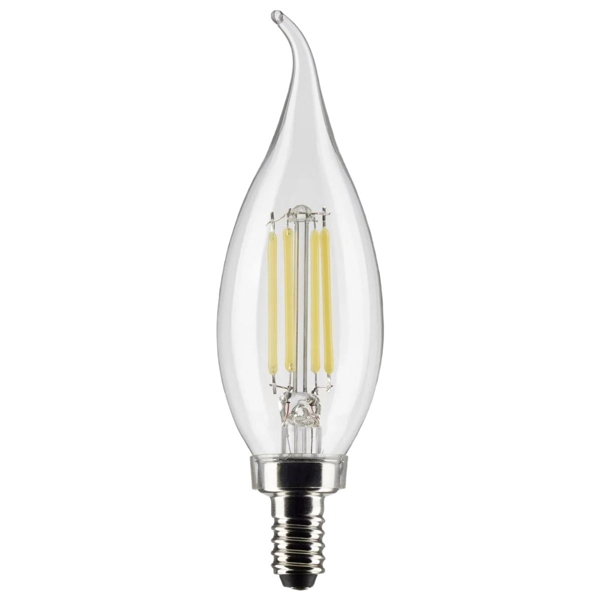 Organic Satco 5.5 Watt CA10 LED Candelabra Base Clear Cool White Light Bulb Safe