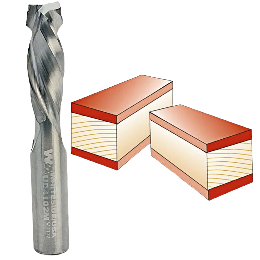 Expertly Made Whiteside Spiral Up Downcut Bit 3 8 in. SH x 3 8 in. CD x 1 in. CL Functional