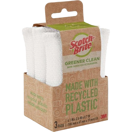 Refined Scotch-Brite Greener Clean Plastic Scrubbers 3-Pack Original