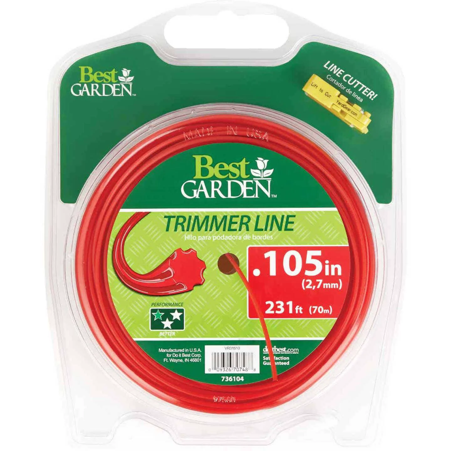 Outstanding Garden 0.105 in. x 231 ft. 7-Point Red Trimmer Line Certified