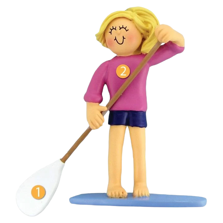 Clean Ornament Central Personalized Blonde Female on Paddleboard Detailed
