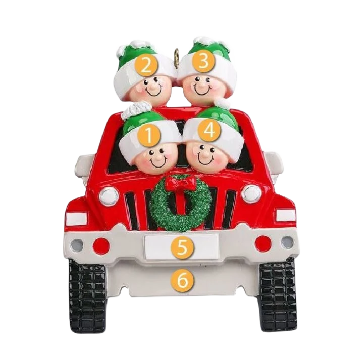 Powerful Rudolph Me Personalized SUV Family of 4 Ornament Responsible