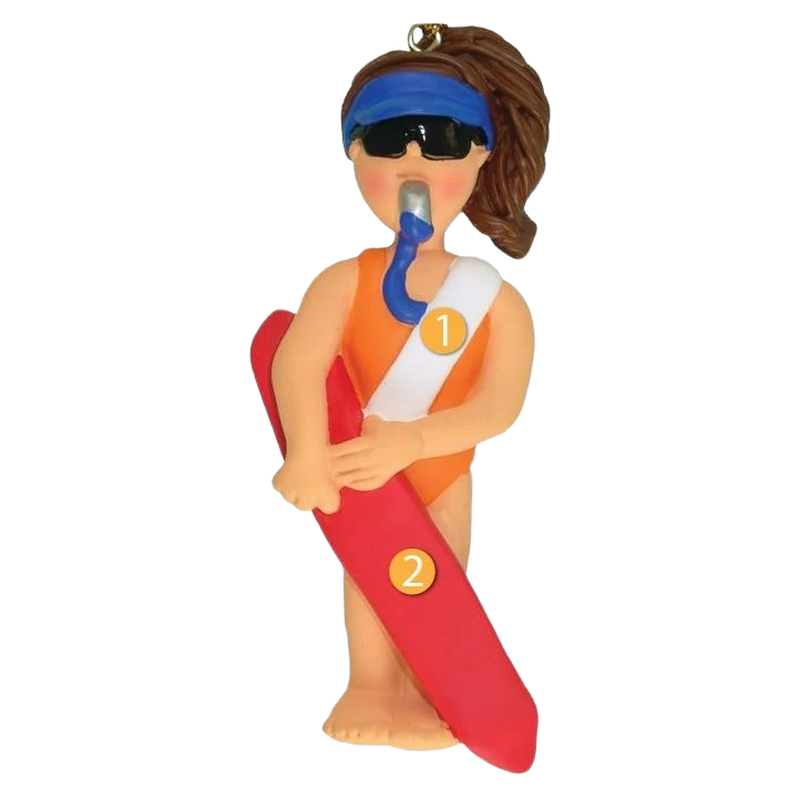 Flexible Ornament Central Personalized Brunette Female Lifeguard Ornament Easy-to-Use