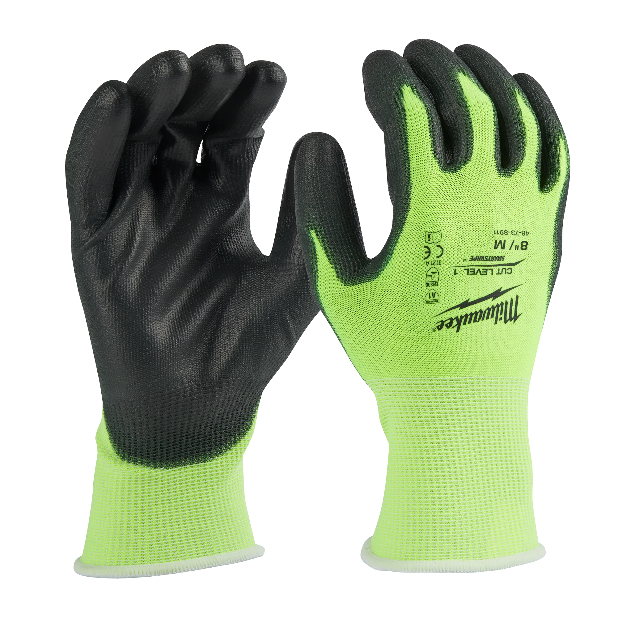 Prestigious Milwaukee High Visibility Cut Level 1 Polyurethane Dipped Gloves – M Convenient