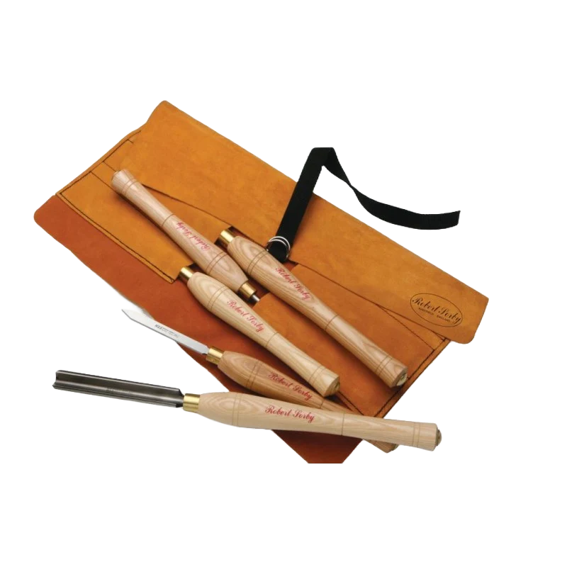 Recyclable Sorby 5 Pc. Turning Tool Set w Leather Tool Roll Excellent