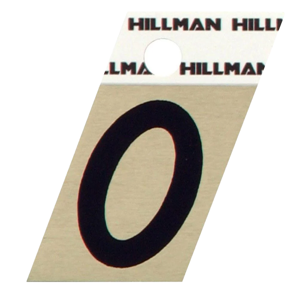 Next-Generation Hillman 1-1 2-In. Adhesive Black Gold Aluminum House Number 0 Enhanced