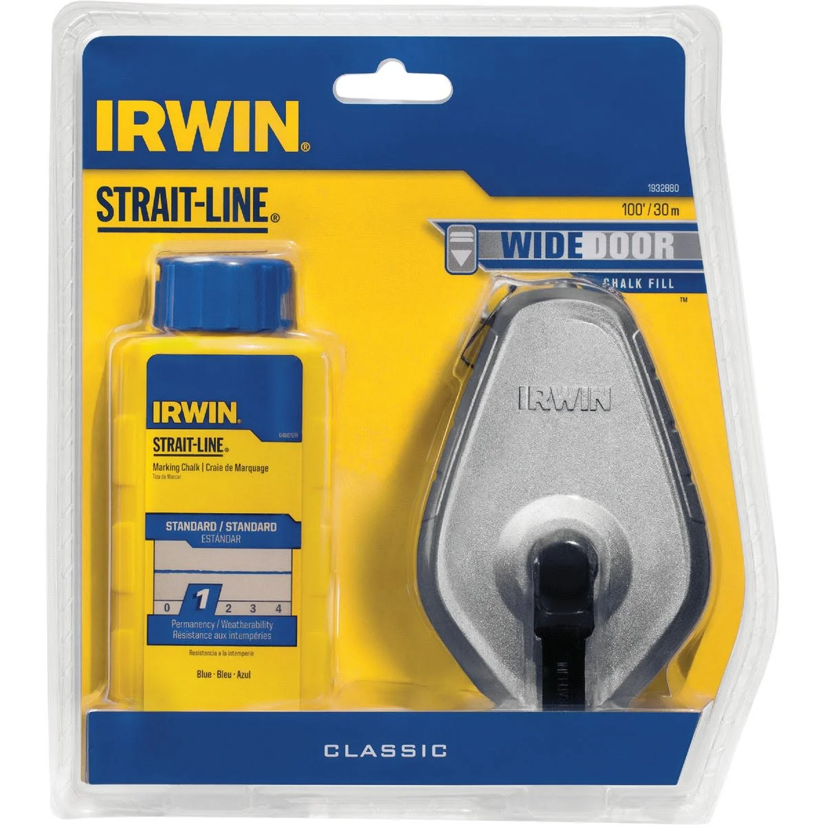Lightweight Irwin Strait-Line Blue Classic Chalk Line Reel Chalk 100 ft. Premium