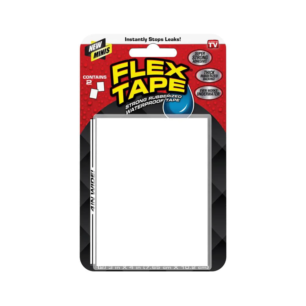 High-Performance Flex Tape Mini White Repair Tape 2-Pack 2 x 3 in. Environmentally Friendly