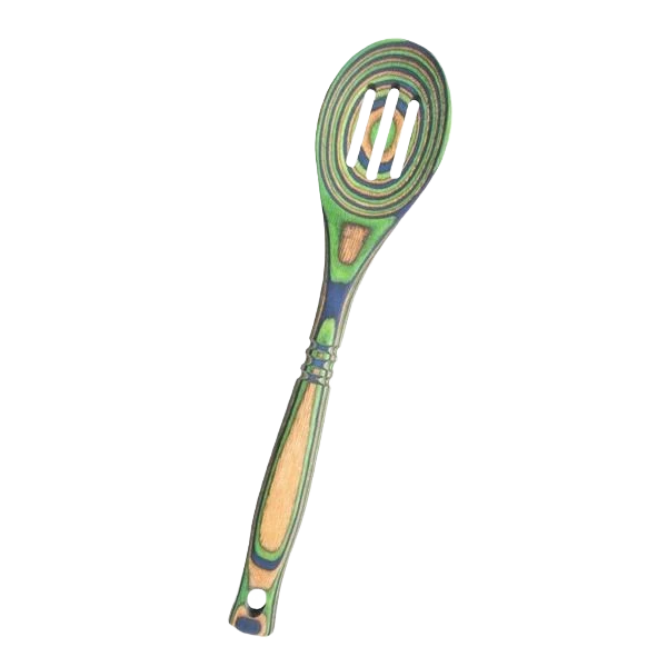 Long-Lasting Island Bamboo Pakka Wood Peacock Mini Slotted Spoon Durable