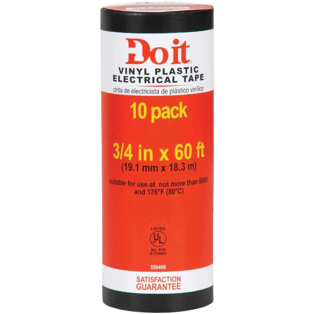 Powerful Do it 3 4 in. x 60 ft. General Purpose Black Vinyl Electrical Tape 10-Pack Elegant