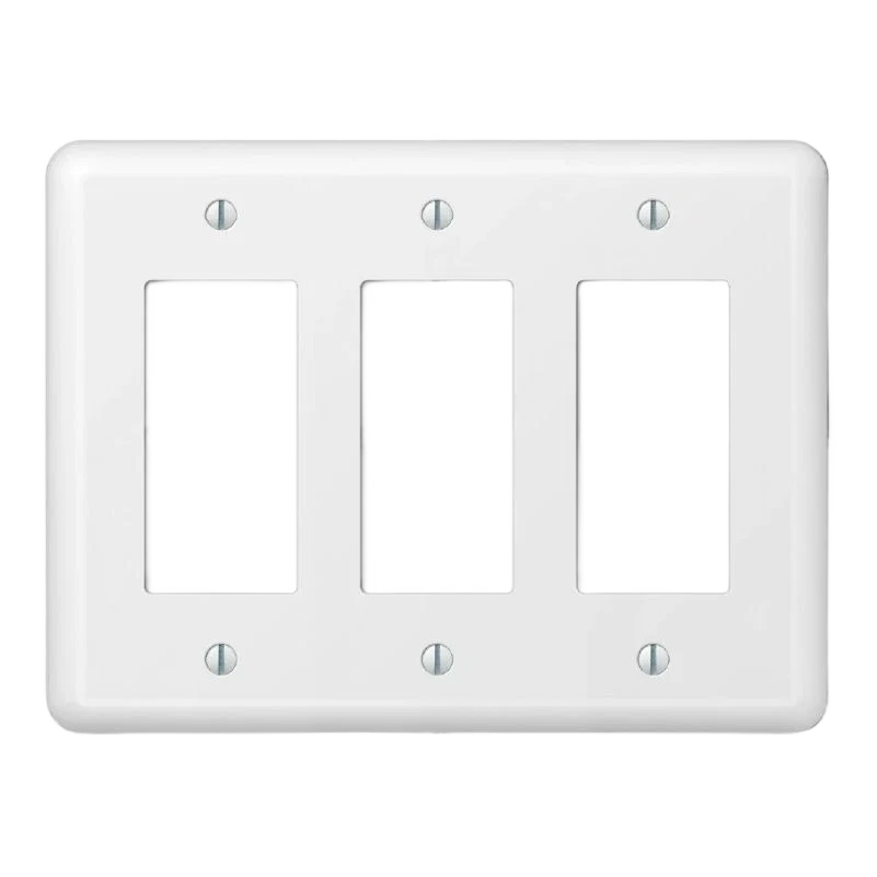 World-Class Amertac Devon White Steel 3-Rocker Wallplate Green