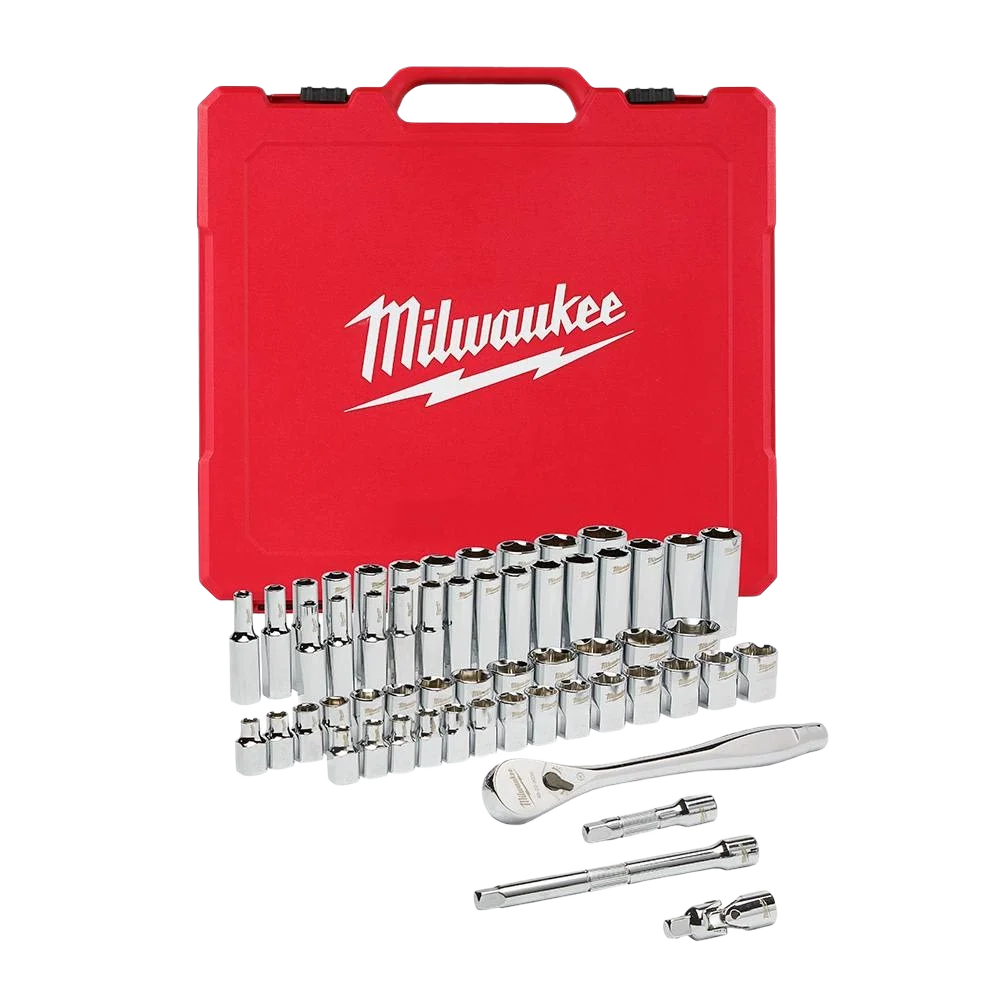 Effective Milwaukee 56-PC 3 8 Drive SAE Metric Ratchet Socket Set Powerful