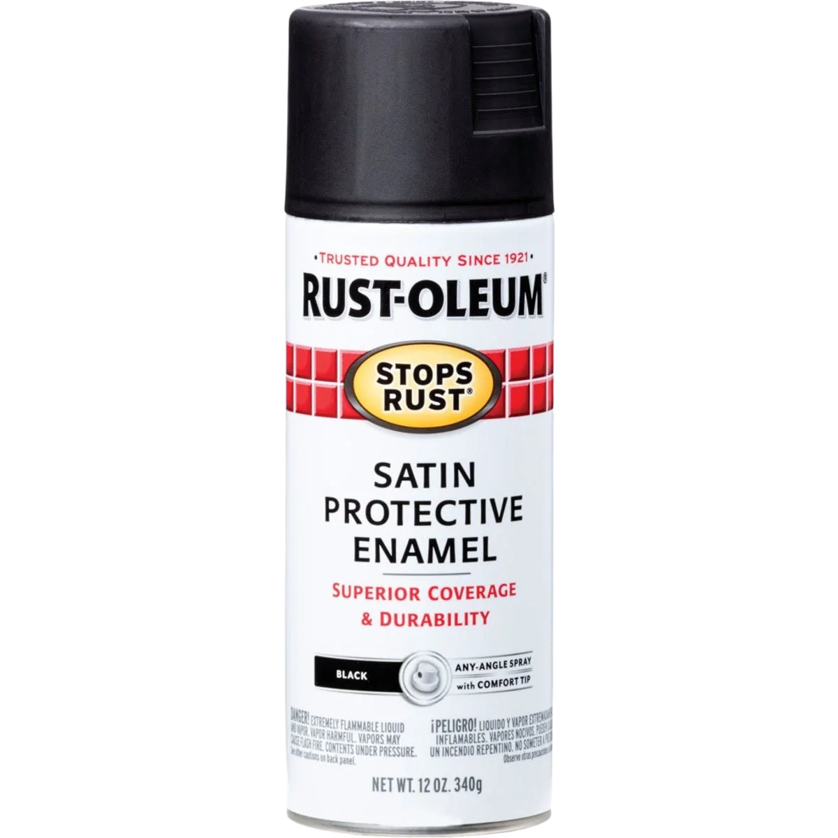 Eco-Friendly Rust-Oleum Black Protective Enamel Satin Spray Paint 12 oz. Breathable