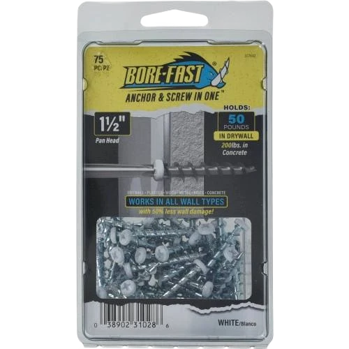 User-Friendly Hillman 1-1 2 in. BOREFAST White Phillips Pan-head Screw Anchors 75-Pack Enhanced