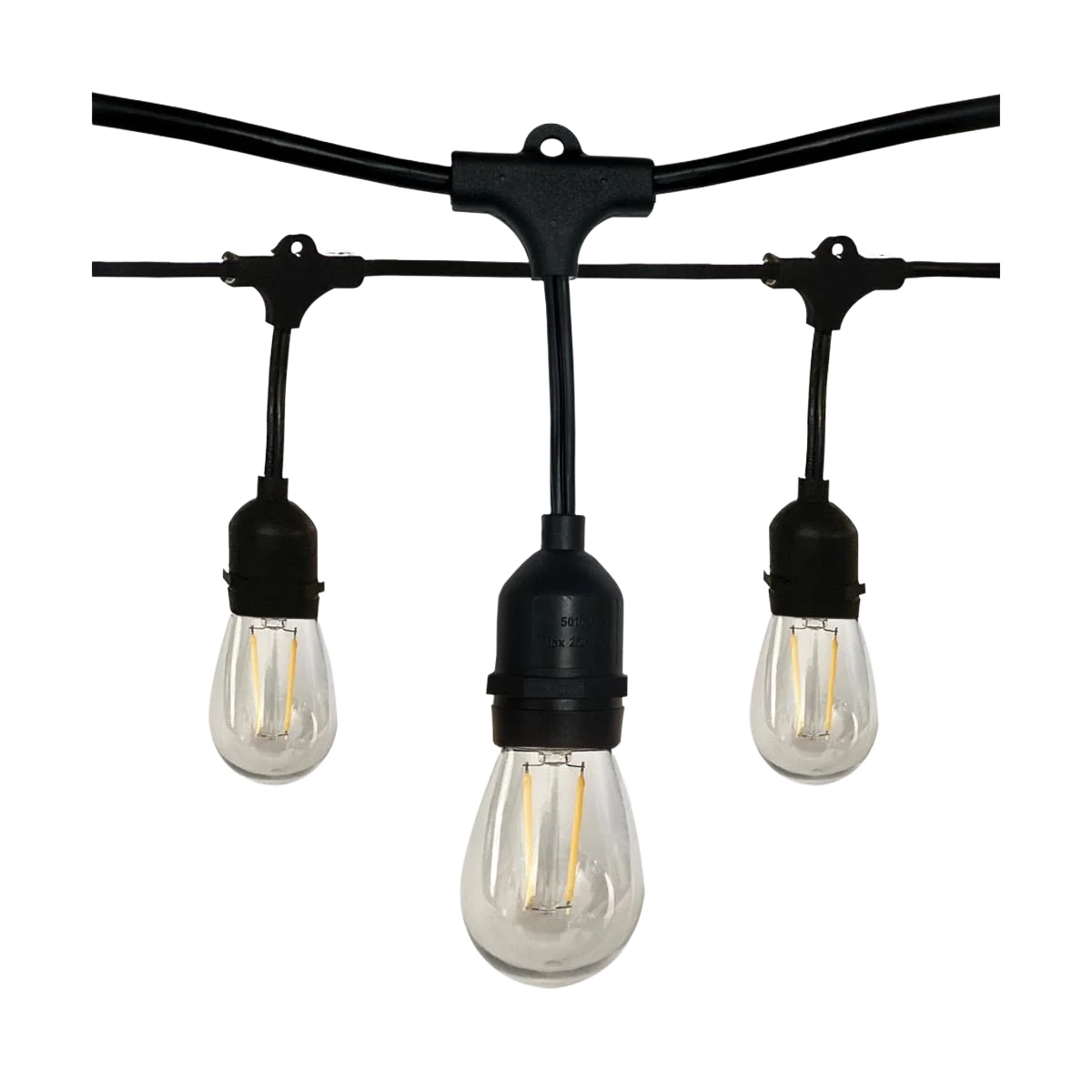 Luxury Satco Black Wire String Lights with 12 Warm White 1 Watt LED Bulbs 24 ft. Clean