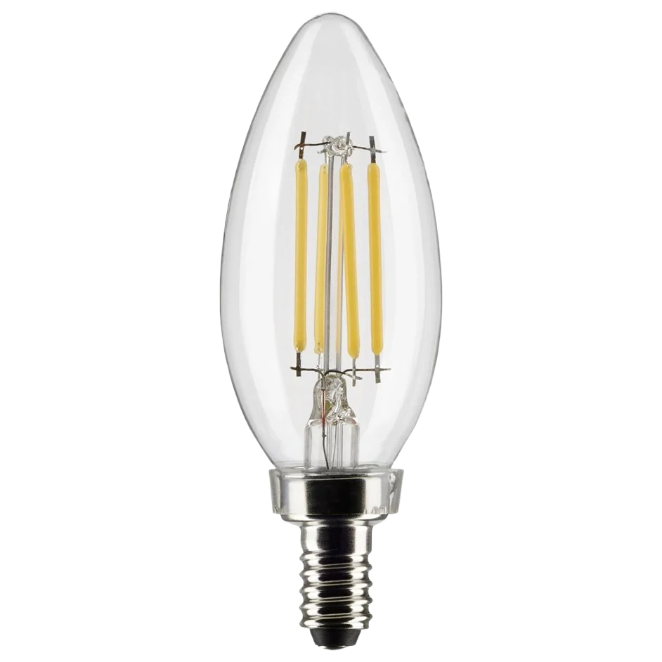 Soft Satco 4 Watt LED Candelabra Base Clear Cool White Light Bulb Smooth