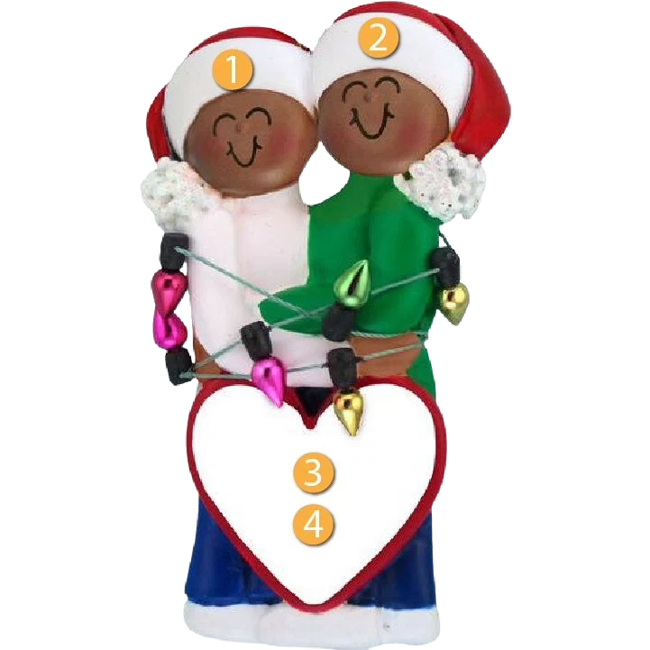 Efficient Ornament Central Personalized African American Christmas Couple Ornament Pure
