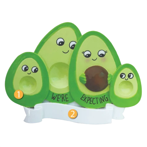 Advanced PolarX Personalized Avacado Family with 2 Children We’re Expecting Ornament Lightweight
