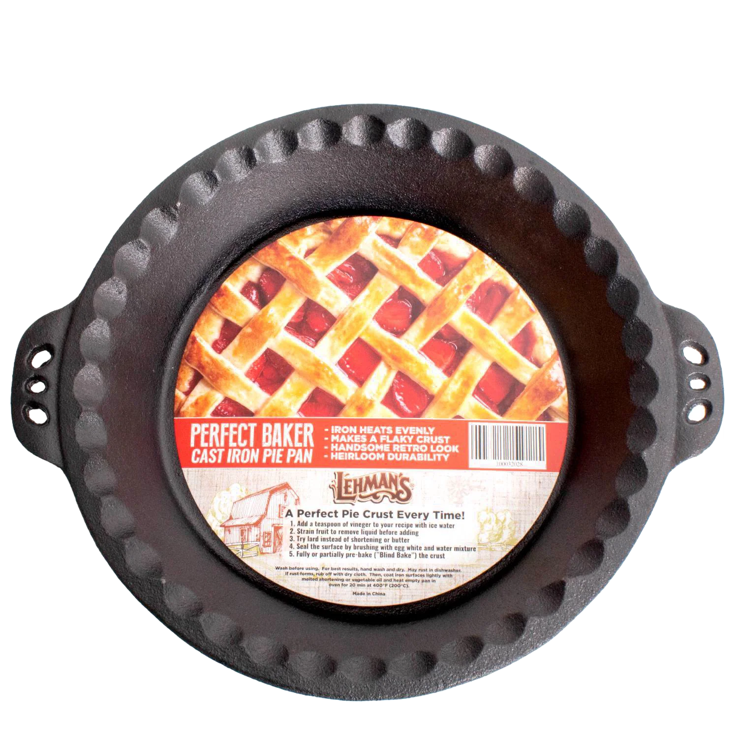 High-End Cast Iron Pie Pan with Crimped Edges Expertly Made