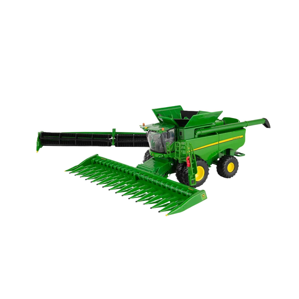 Verified TOMY John Deere LP86774 1 64 S680 Combine with 640FD Grain Head 616C Corn Head Excellent