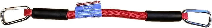 Secure SuperBungee Red 8 in. Marine Cord with 2 Stainless Steel Carabiner Hooks Organic