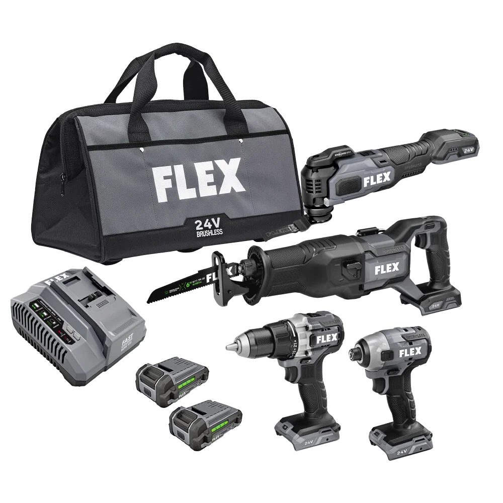 Reusable FLEX 24V Reciprocating Saw Oscillating Multi-Tool Drill Driver and Impact Driver Kit Soft