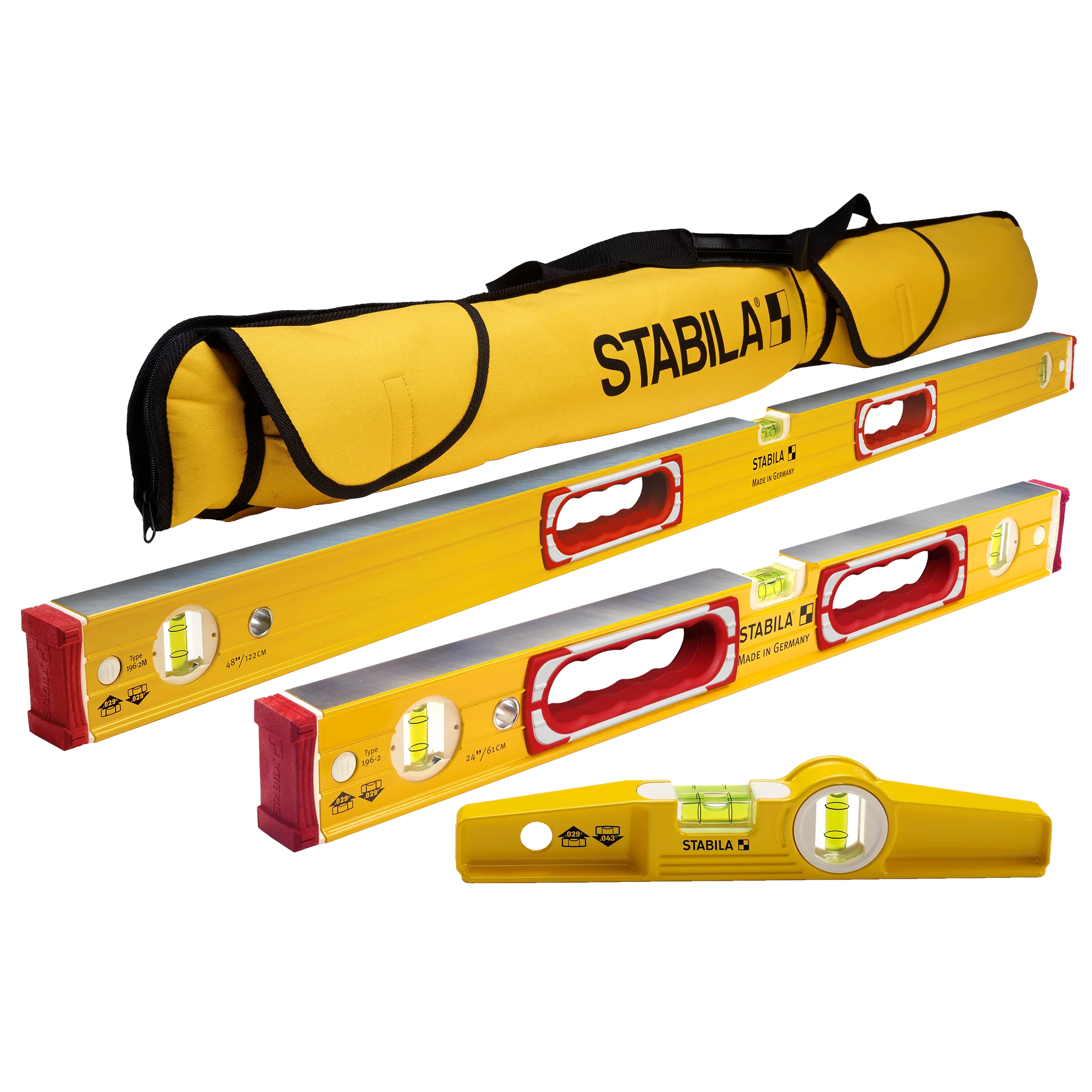 Long-Lasting Stabila Type 196 Classic 3-Pc. Spirit Level Set w Carrying Case Elite