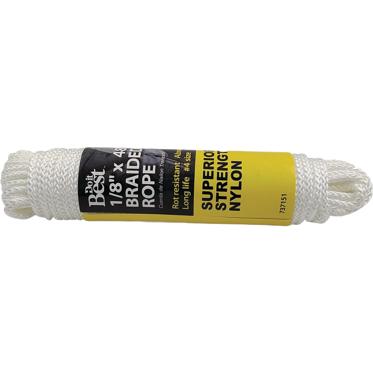 Genuine Do it White Braided Nylon Packaged Rope 1 8 In. x 48 Ft. Crafted