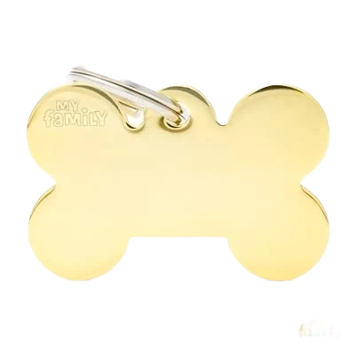 Authentic MyFamily Gold Brass Bone ID Tag Fine