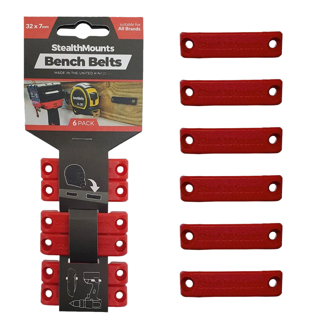 Carefully Designed StealthMounts Red Bench Belt Universal Tool Holder 6-Pack Durable