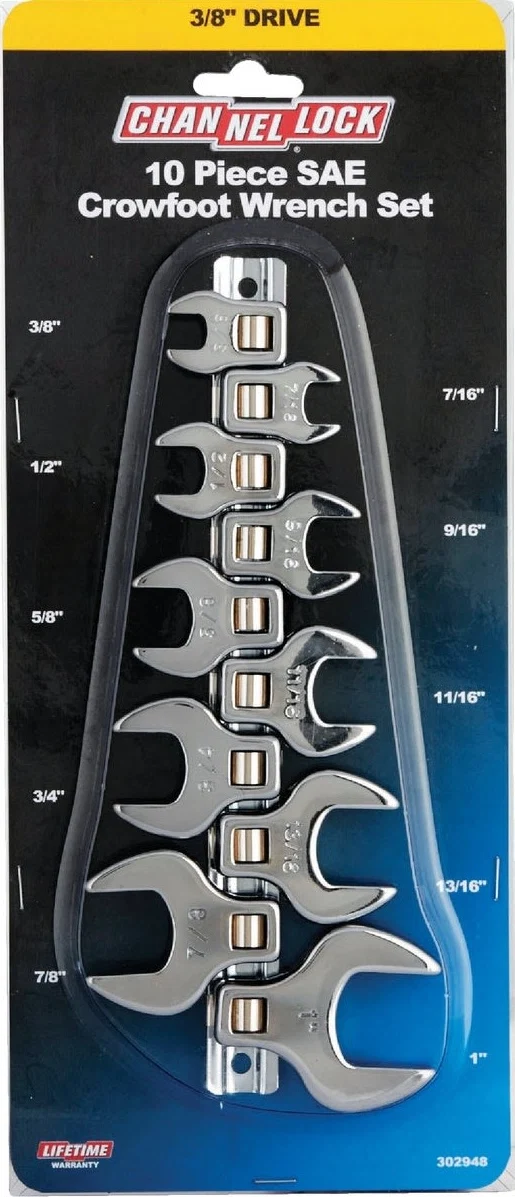 Next-Generation Channellock 3 8 In. Drive Crowfoot Standard Wrench Set 10-Piece Stylish