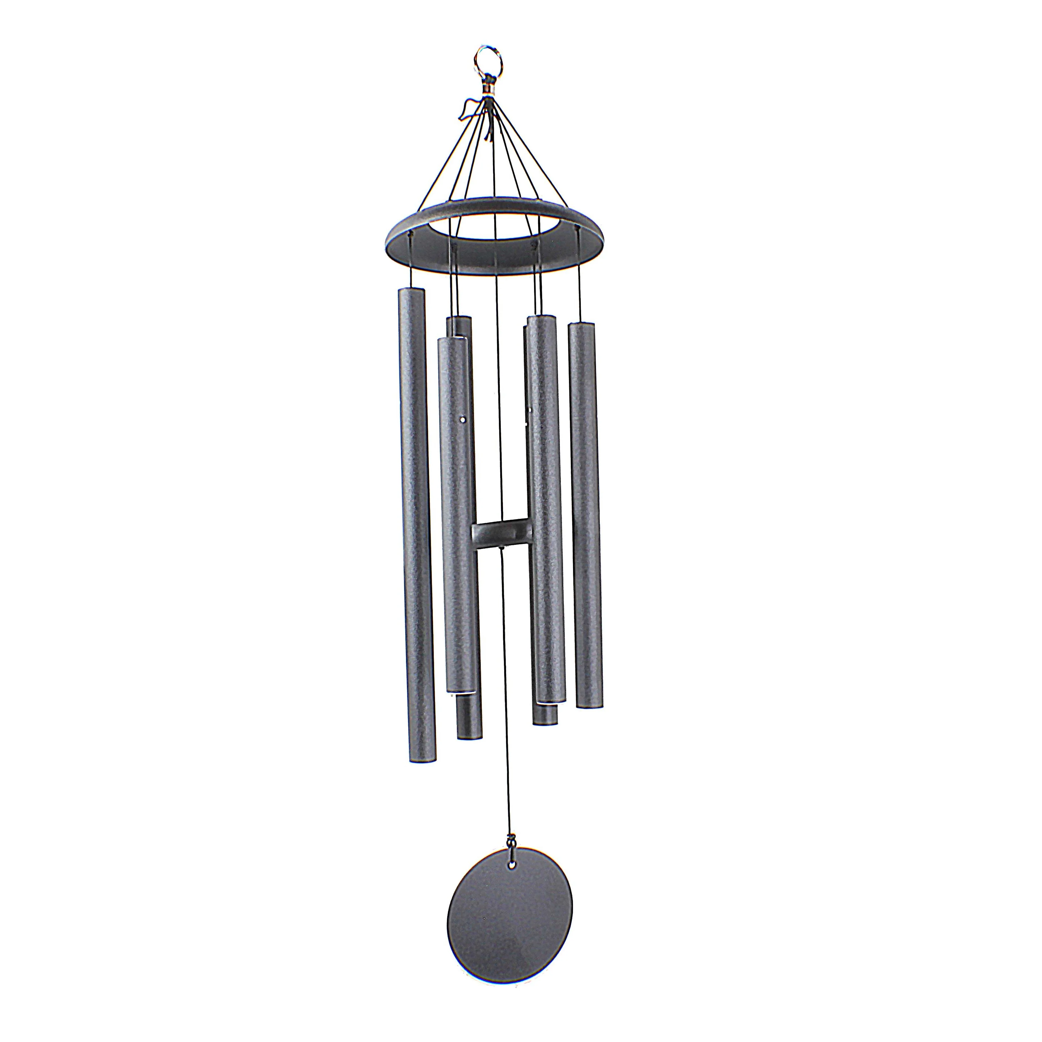 Casual Wind River Corinthian Black Bell Wind Chimes 30 in. Detailed