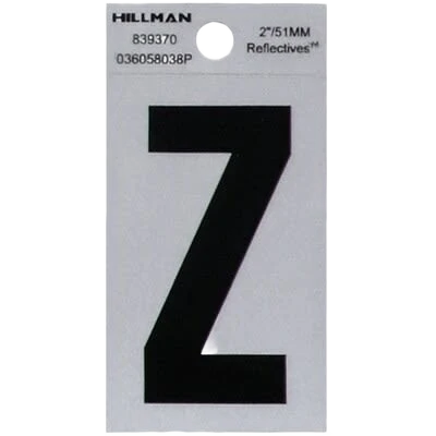 Durable Hillman 2 in. Black Silver Reflective Mylar Square Cut Sticker Letter Z Proven