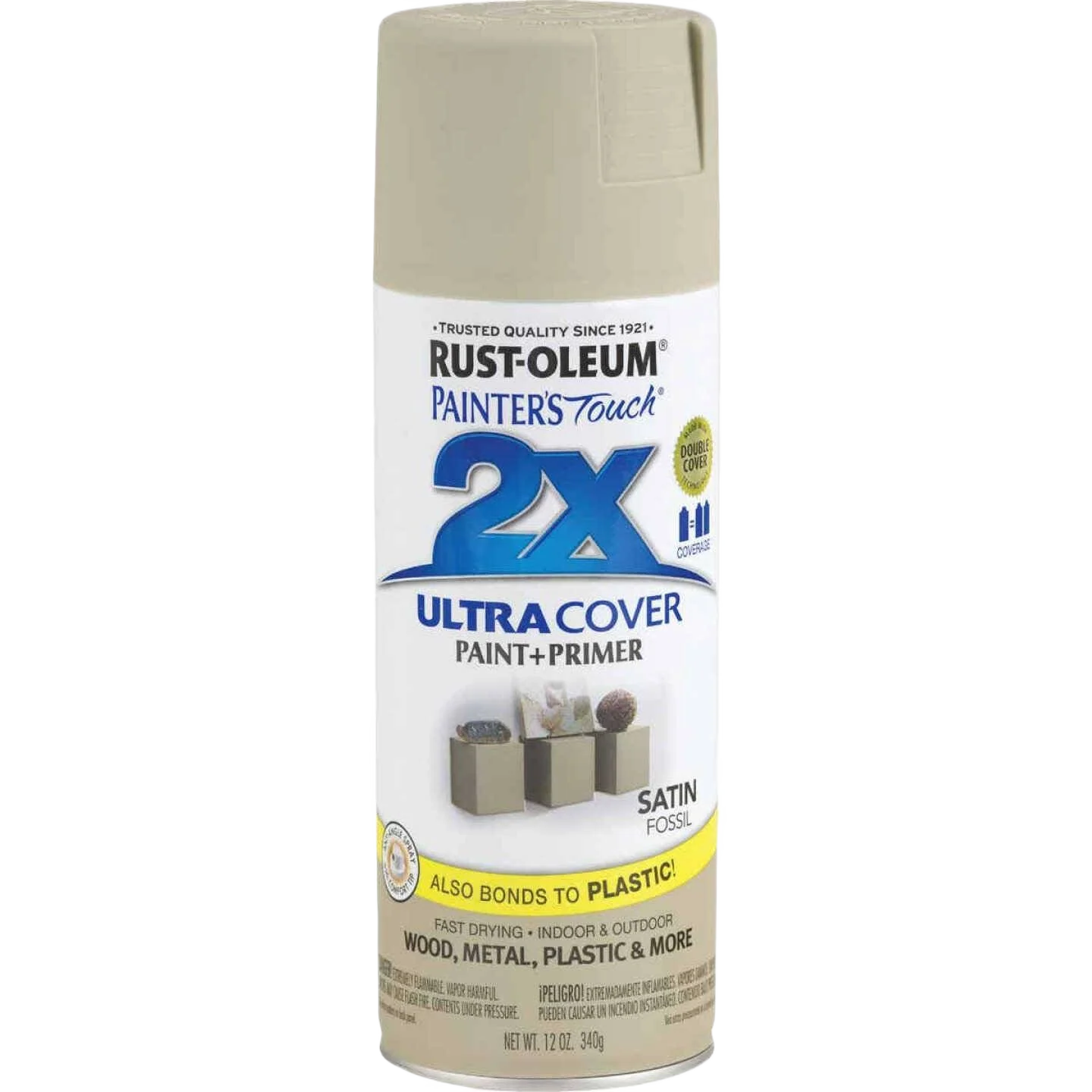 Quality Rust-Oleum Painters’ Touch 2X Fossil Satin Spray Paint Primer 12 oz. Traditional